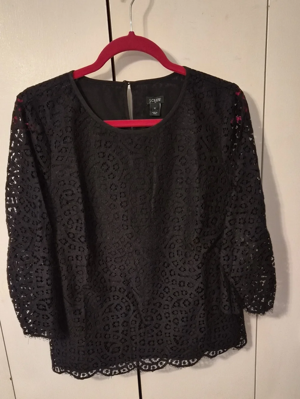 J. Crew Factory Black Crochet Lace Blouse, Size 12
